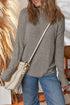 Ribbed High Neck Stretch Knit Long Sleeve Top